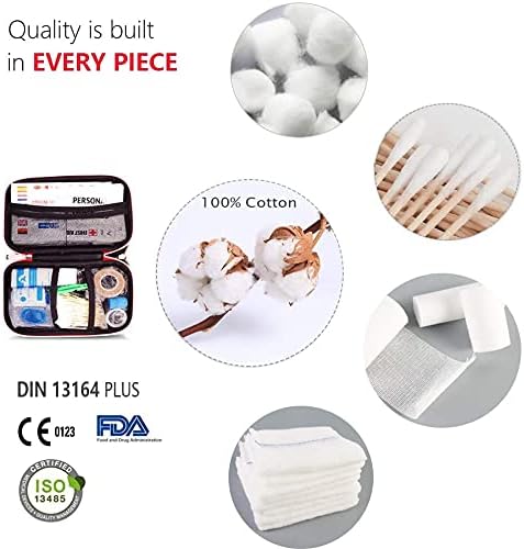 HONYAO First Aid Kit, Medical Kit with Hard Box Bag- 200 pcs Compact Survival Emergency Bag for Car Home Workplace Outdoor Travel Camping Hiking Hunting First Aid