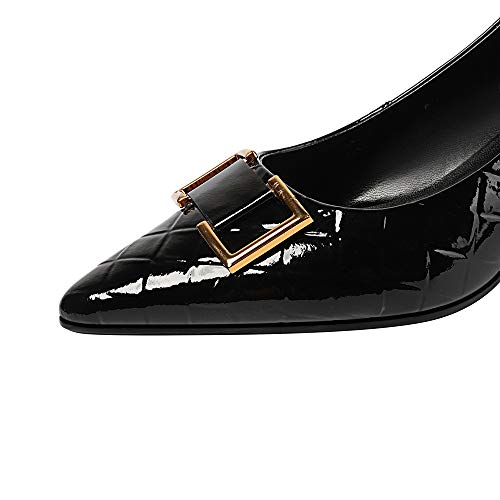 Image of TinaCus Women's Patent Leather Pointed Toe Handmade Low Chunky Heel Fashion Loafer Shoes with Buckle