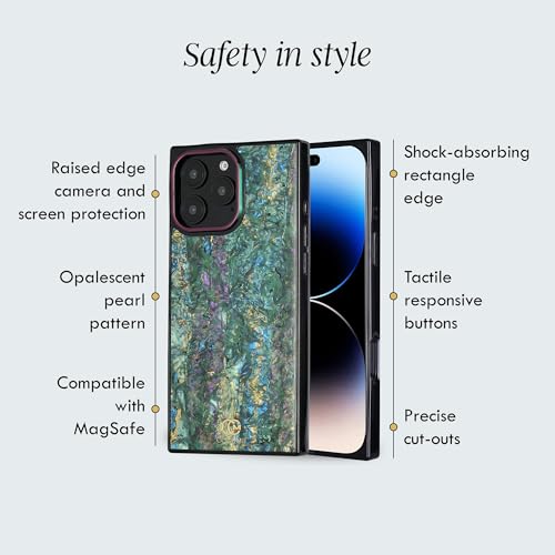 Image of COCOMII Rectangle for iPhone 16 Pro Case, Aurora Abalone Shell