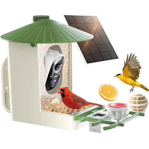 Image of SOLIOM Smart Bird Feeder with Camera with Solar Panel - 2K HD Live View, AI Bird Identifier, Birds Arrival Alerts, DIY Birdseed Add-on, 2.4G WiFi- Wireless Outdoor Gift for Birdlovers