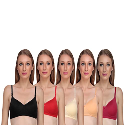 Image of Women Non Padded Bra - Made of Pure Cotton Full Coverage Non Wired Soft Cup for T-Shirt Saree Dress and for Everyday