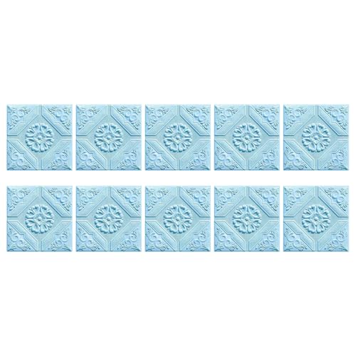 Papel pintado tridimensional azul con 10 piezas de pegatinas de pared 3D autoadhesivas 2