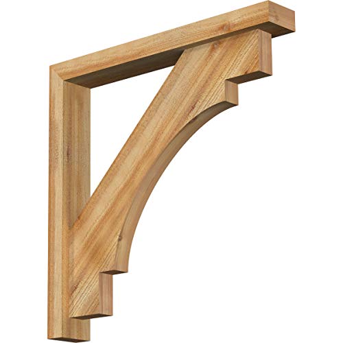 Ekena Millwork BKT0402X28X28MRC05RWR Merced Block Bracket w/Offset Brace, 28" D x 28" H Rustic Wood, 4" W Western Red Cedar (Rough Sawn)