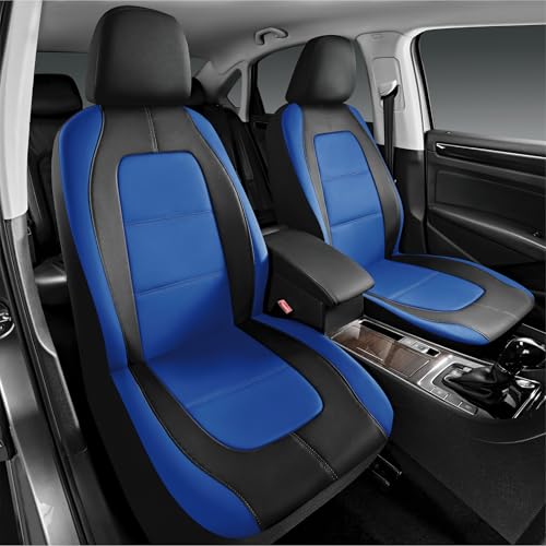 Road Comforts Car Seat Cover, Leather Car Seat Cover Full Set, Automotive Front Rear Seat Covers, Airbag Compatible Universal Fit for Most Cars (Blue) by Road Comforts - Image 2
