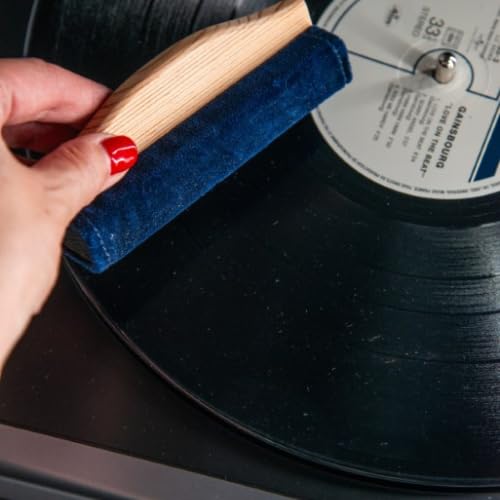 Brosse-tampon velours et bois pour entretien des disques