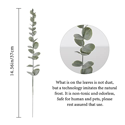 15 Pieces Artificial Eucalyptus Stems Real Touch, Fake Silver Dollar Leaves Faux Plants For Christmas, Flower Arrangement, Wedding Bouquets,Table Centerpiece, Home Decor #TOP6