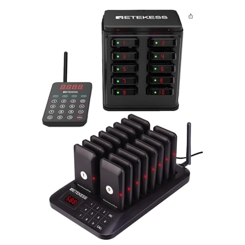 Retekess TD157 Restaurant Pager System Long Range with 16 Pagers Bundle with Retekess TD177 Long Range Systems Guest Pager with 10 Order Buzzers