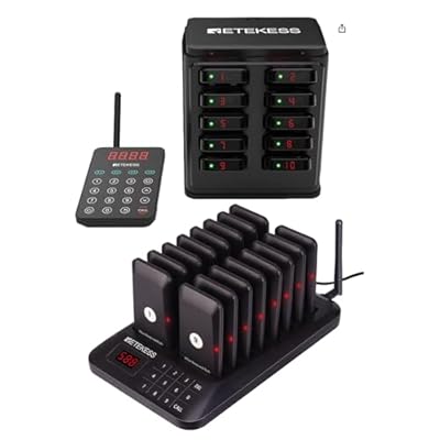Retekess TD157 Restaurant Pager System Long Range with 16 Pagers Bundle with Retekess TD177 Long Range Systems Guest Pager with 10 Order Buzzers