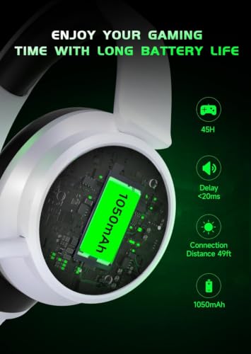 Image of Wireless Gaming Headset for Xbox Series X|S, Xbox One, PS5, PS4-Blackwhite | Rotatable Earmuffs, 3D Surround Sound, Noise Canceling Microphones for Xbox Series X|S, Xbox One, Sega Gear, Mac