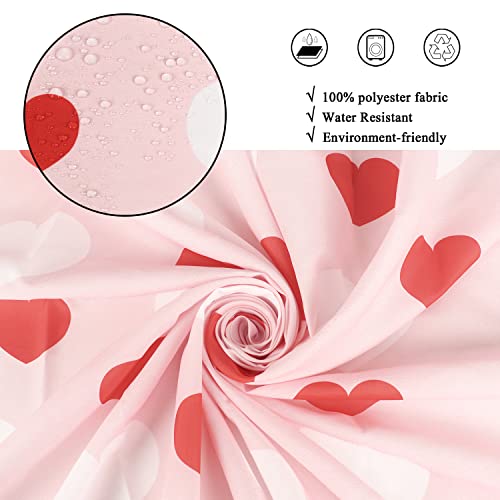 Gcirec S51-180X180-BTT-YFX06057-Q Valentine'S Day Shower Curtain, Weighted Bottom Romantic Love Theme Pink And Red Little Heart Fabric Bathroom Curtain Home Decor Waterproof Washable thumb #3