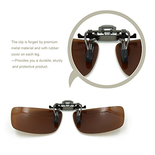 image for Besgoods Polarized Clip-on Flip up Sunglasses Metal Clip Lenses Glasse