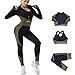 Veriliss Damen 3teiliger Trainingsanzug Nahtlose Yoga-Leggings und Stretch-Sport-BH-Fitness-Set Jogginganzug Reißverschluss Kapuzen Trainingsanzug Set Fitness Jogging Tennis Laufen (SchwarzGrün, S)