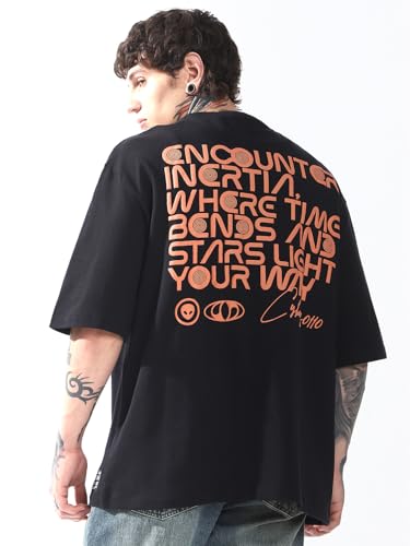 Image of Hubberholme Men Cotton Printed Oversized Round Neck Half Sleeves Tshirts