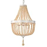 Wood Beaded Chandelier Boho Chandelier Light Fixtures Wooden Chandelier Lighting 3 Lights Farmhouse