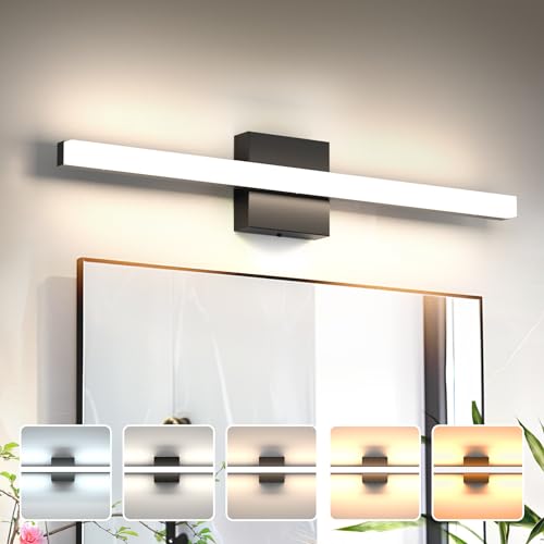 Azhien LED Bathroom Vanity Light 23.6 inch,5CCT Dimmable Black LED Vanity Lights for Bathroom Wall Sconce,2000LM 20W Vanity Light Bar for Bathroom Lighting Fixtures Over Mirror