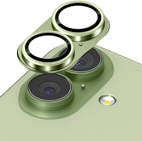 Image of Choiche Camera Lens Protector for iPhone 17 6.3-Inch, Full Coverage 9H Tempered Glass Ring Cover, Matte Metal Plate, Case Friendly, 1-Pack (Green)