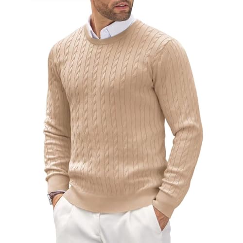 Fxbar Men's Knit Sweater Men's Crewneck Knit Sweater Slim Fit Lightweight Dress Sweater Casual Twist Patterned Cable Knitted Pullover2