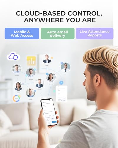 Image of NGTeco Time Clock Cloud-Based, TC5 Face Recognition Time Clocks for Employees Small Business, 2.4G WiFi Remote Control Clock in and Out Machine with Software & iOS /Android App, No Monthly Fee