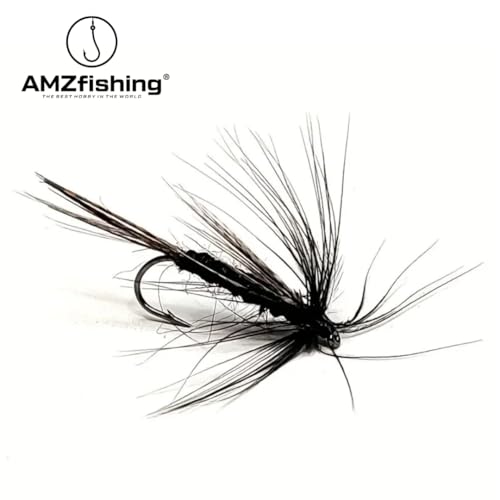 NEU AMZfishing® 3 Stück handgebundene Trockenfliegen #6 | Fliegenangeln Forelle | Steinfliegen Forellenangeln | Fliege Forelle | Fliegenfischen Äsche | Trockenfliegen (a: Set 3 Stück (1 je Farbe))