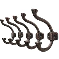 WEBI Rustic Coat Hooks Wall Mount,Cast Iron Vintage Wall Hooks for Farmhouse,Mudroom,Closet,Robe,Backpack