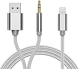 [Upgraded ] 2 in 1 Audio Charging Cable Compatible with iPhone,Lightning to 3.5mm Aux Cord Audio Jack Works with Car Stereo Speaker Headphone Car Charger Compatible with iPhone12/ 11/11 Pro/XS/XR/8/7