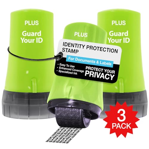 Image of Guard Your ID Security Roller Set for Identity Theft Protection Advanced 2.0 Stamping and Redacting (Regular 3-Pack, Green)