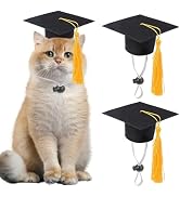 GIFTMISSU 2 Pack Mini Graduation Caps with Yellow Tassels, Small Animal Bachelor Hats for Cats an...