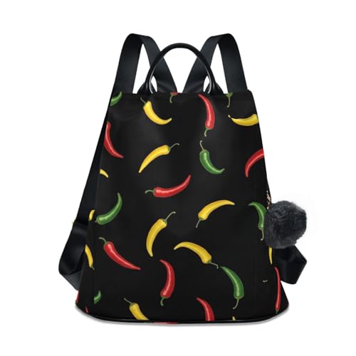 Sac à dos noir femme multipoche Colorful Chili léger et étanche