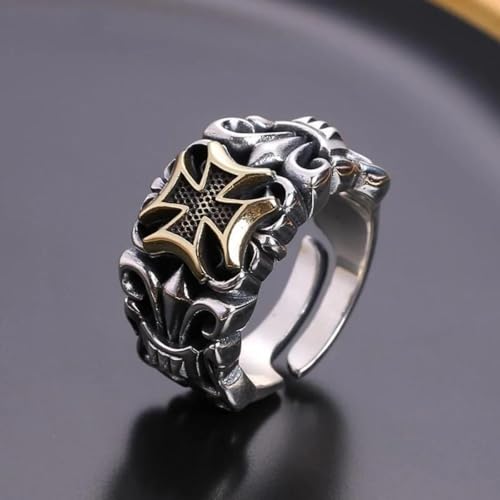 Anillo de cruz grande punk de hombre ajustable de estilo retro 2