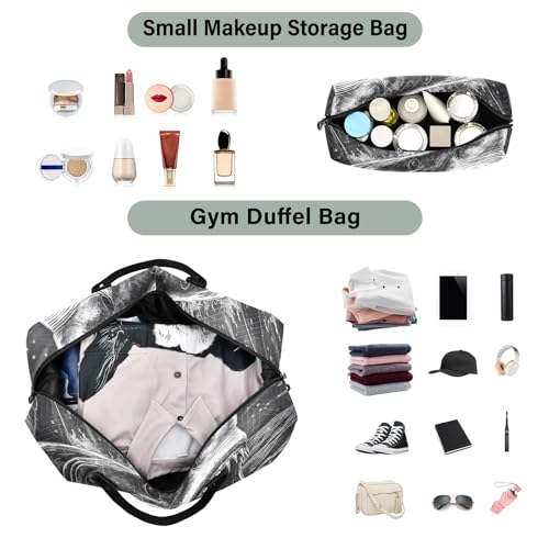 Large Travel Duffel Bag, Shark Attack Sports Tote Gym Bag, Shoulder Weekender Overnight Bag for Women Men, Carry On Luggage with Toiletry Bags4