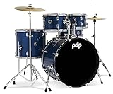 Pacific Drums Center Stage Complete Drumkit, 5 Drum Set, Royal Blue Sparkle, 7x10, 8x12, 14x16 Floor, 16x22 Kick, 5x14 Snare (PDCE2215KTRB)
