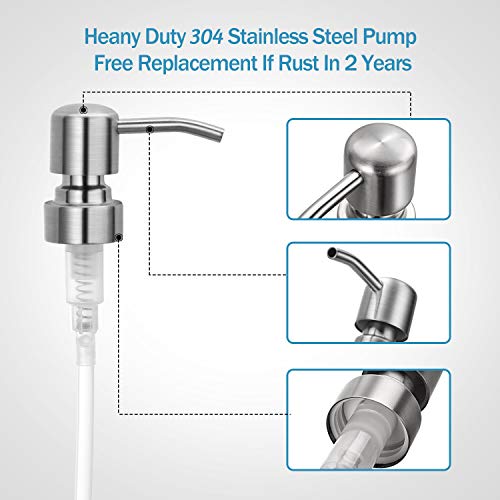 Dish and Hand Soap Dispenser Set - Glass Hand Soap + Dish Soap Dispenser for Kitchen, Bathroom - High Temperature Ceramic Ink Printing Never Falling Off - 16 oz Bottles with 304 Stainless Steel Pumps