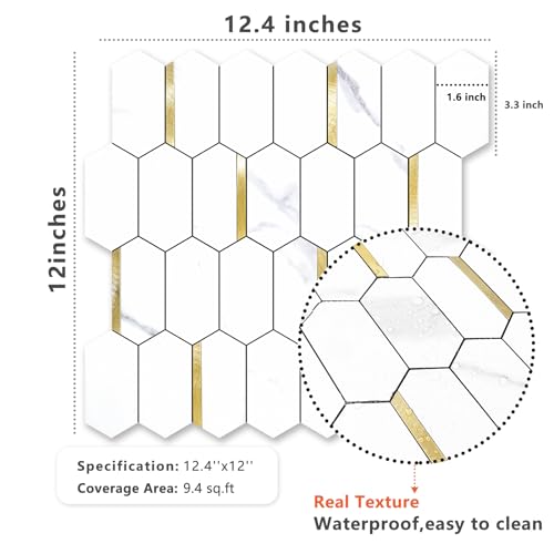 Azulejo hexagonal autoadhesivo para transformar el salpicadero del baño sin obras 8