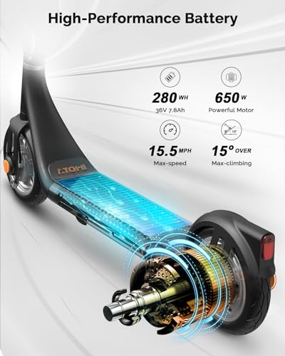 Atomi Electric Scooter E20/E30/Alpha Lite, 500W/650W Motor Electric Scooter with 19 Miles Long Range, 15.6 Mph Speed, Portable Folding Commuting Scooter for Adults