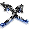 Leviers d’embrayage de Frein repliables pour Yama ha MT125 MT-125 2015-2017 Leviers Extensibles en Aluminium Accessoires Moto(Noir+Bleu)