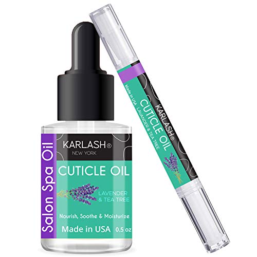 Karlash Salon Spa Premium Cuticle Oil - Heals Dry Cracked And Rigid Cuticles. Nourish And Moisturize Nails. 0.5 Oz & Cuticle Pen 2 Ml Kit (Lavender) #TOP4
