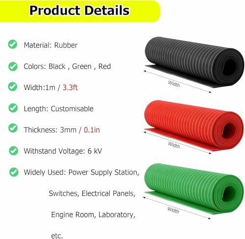 Tapis isolant caoutchouc 3mm contre les arcs électriques en salle - 3