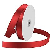 1' Wide x 100 Yards Single Face Polyester Satin Ribbon, Satin Ribbon for Crafts, Gift, Hair Bows, Wedding Party Decoration, Bow Making & Other Projects (Red)
