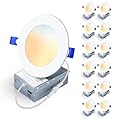 Veriligt 12 Pack 4 Inch 5CCT LED Recessed Light, Silm Canless Recessed Lighting, Dimmable, Damp Rated, 2700K-5000K Selectable, Wafer Ceiling Downlight with Junction Box, 750LM, 9W 120V, ETL&FCC
