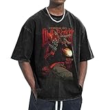 Unisex Bizkit Rap Rock Band Limp T-Shirt Baumwolle T-Shirt Antik Waschverfahren Abgesenkte Schulter Kurzarm für Büro Wochenenden und sportliche Aktivitäten
