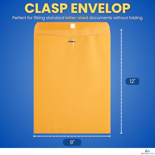 1InTheOffice Envelopes de fecho 22,5 x 30,5 cm, envelopes de fecho marrom, envelopes de catálogo de