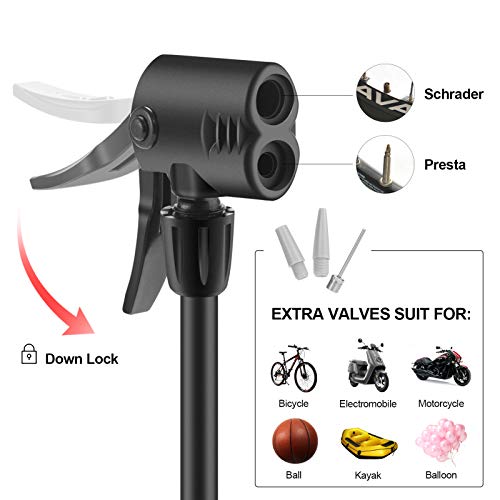 Pompe Double Valve Presta Schrader Pompe à Vélo WEIDMAX Mini Portable - Valves Presta/Schrader - 120 PSI Pompe Velo Manometre