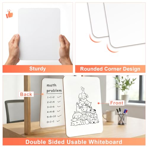HOUYEE 16 Pack Small White Board Dry Erase Boards, 9 x 12 Inch Double Sided Mini Dry Erase LapBoards with 16 Erasable Pen & 16 Erasers, Handheld Whiteboards Suitable for Offices, Homes, Classrooms - Image 2