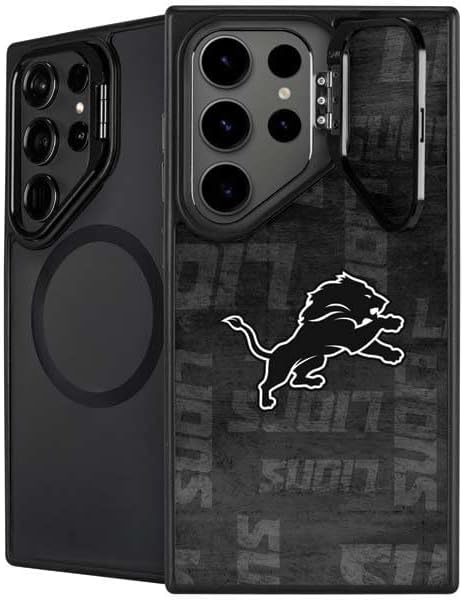 Skinit Kickstand Phone Case Compatible with Galaxy S24 Ultra - Officially Licensed NFL Detroit Lions Black & White Design