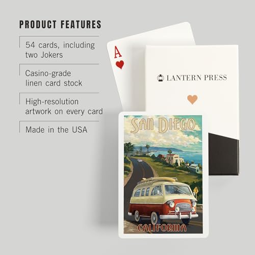 Lantern Press San Diego Camper Van Baraja Poker 52 miniatura 3