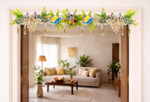 Image of Divyakosh Artificial Flower Toran for Door Decoration 40 Inch | Floral Bandanwar Toran for Home Entrance, Mandir, Pooja Room |Toran for Entrance Door Stylish | Artificial Garland