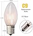 Abeja 25 Pack C9 Incandescent Replacement Bulb C9 Christmas Light Bulb for Holiday Party Christmas Decorative String Light E17 Intermediate Base 7w Clear Bulb