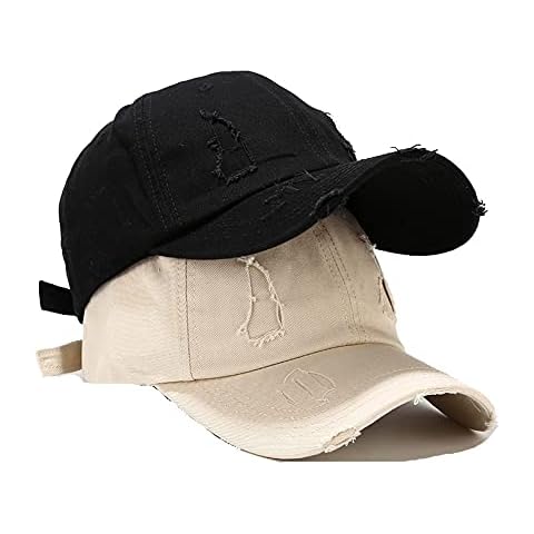 Quanhaigou 2 Pack Dad Mum Hat Baseball Cap Adjustable Polo Trucker Hats Unisex Style Headwear, Black+beige, One size Cover