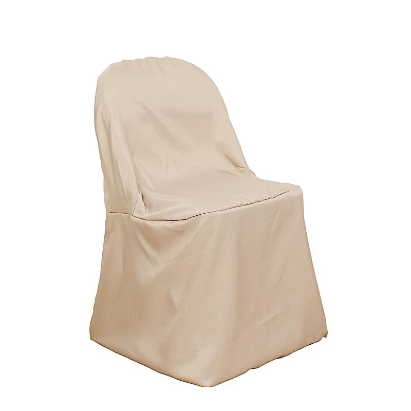 Balsa Circle 6 pcs Nude Folding Chair Slipcovers Polyester Removable Seat Protector Washable for Dining Party Wedding Supplies