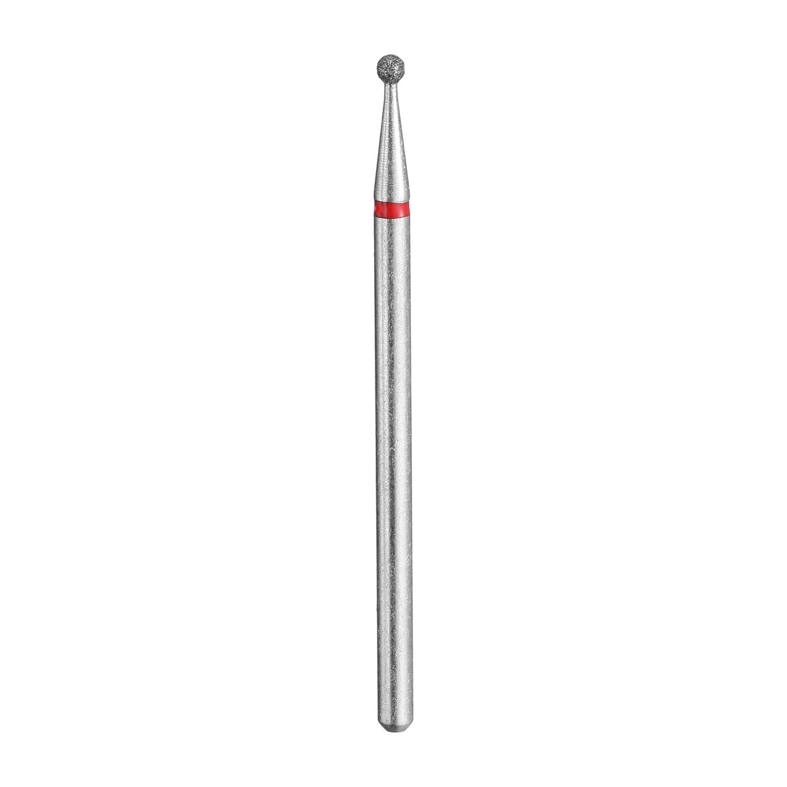 HARFINGTON 200-230 Grits Diamond Grinding Bit 1.8mm Ball Head 2.35mm Shank 1.8mm Length Stone Sanding Drill Bits Rotary Tool for Ceramic Glass Nails